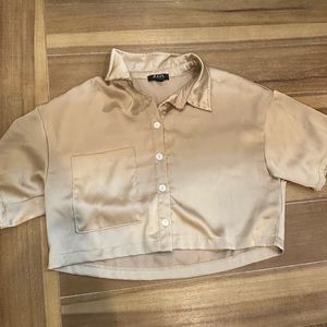 Cream Silk Crop Top